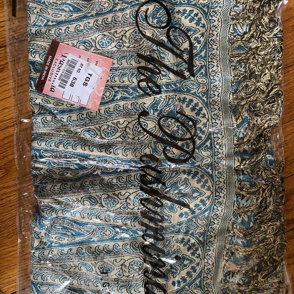Beautiful blue and gold new pashmina